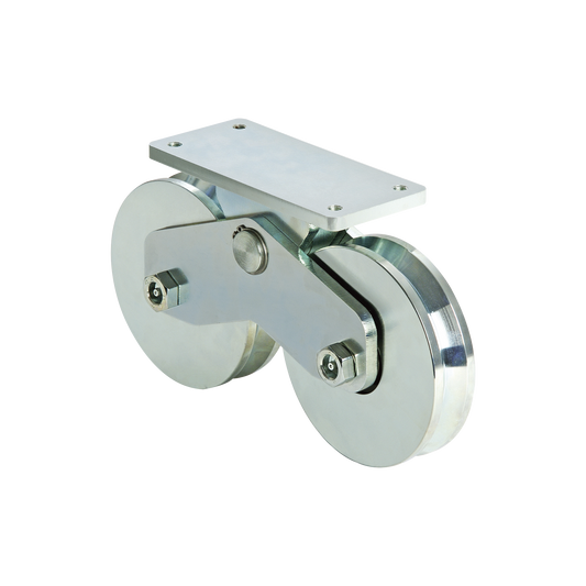 Top Quality (339V-160) - 6" Twin Wheel V-Groove Surface Mount / Capacity For Doors up to 4230 lb (1920 Kg) / 2 Bearings / W/Grease Zerk / Galvanized