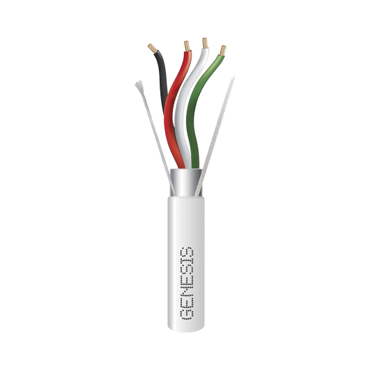 Advanced Audio, RISER White Color for Professional Security & Control Cable, Reel 1000 ft  22AWG/4 Conductors SHIELDED