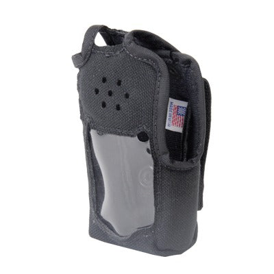 Reliable Nylon case with belt loop, snap fasteners on cap for control buttons and display front view for Icom IC-F50/50V and IC-F60/60V Radios.