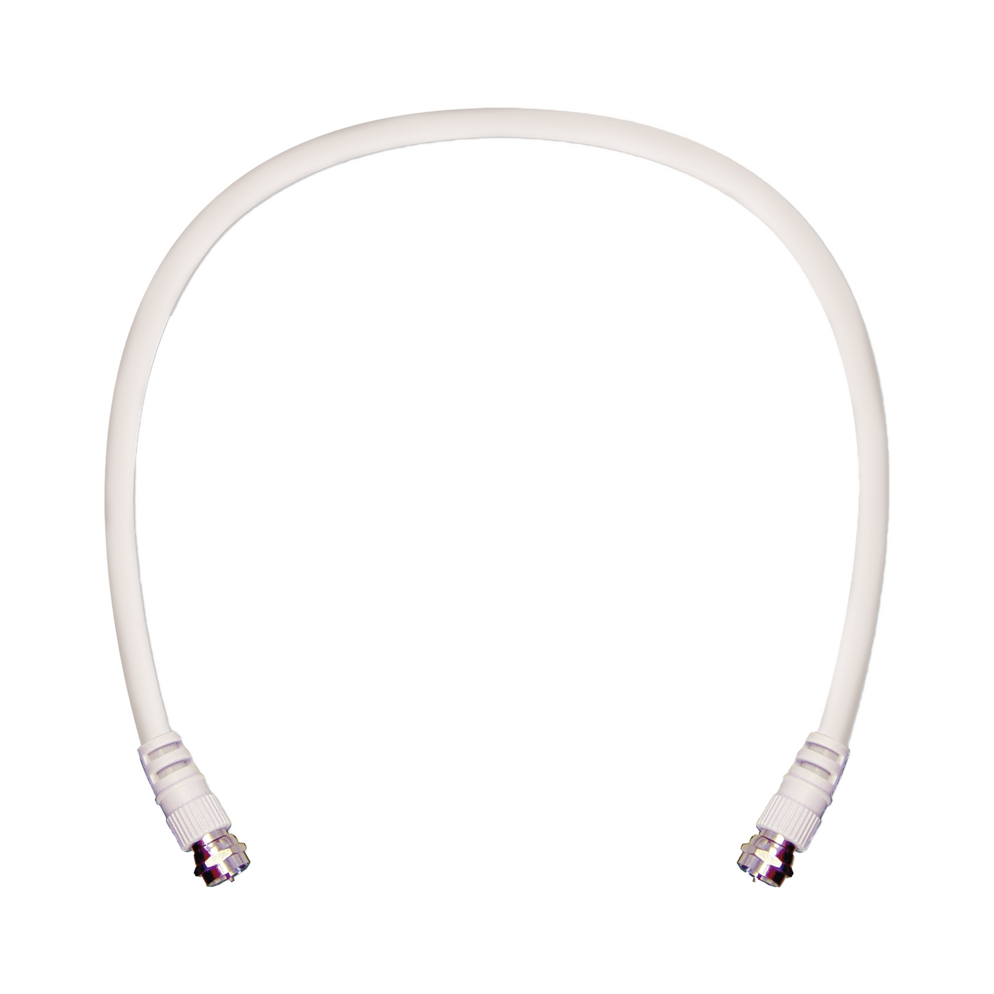 High Performance Coaxial Jumper with Cable Type RG-6 in White Color of 2 feet in Length and Connectors F Male in Both Ends.