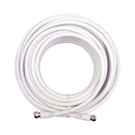 Reliable Coaxial Jumper with Cable Type RG-6 in White Color of 20 feet in Length and Connectors F Male in Both Ends.