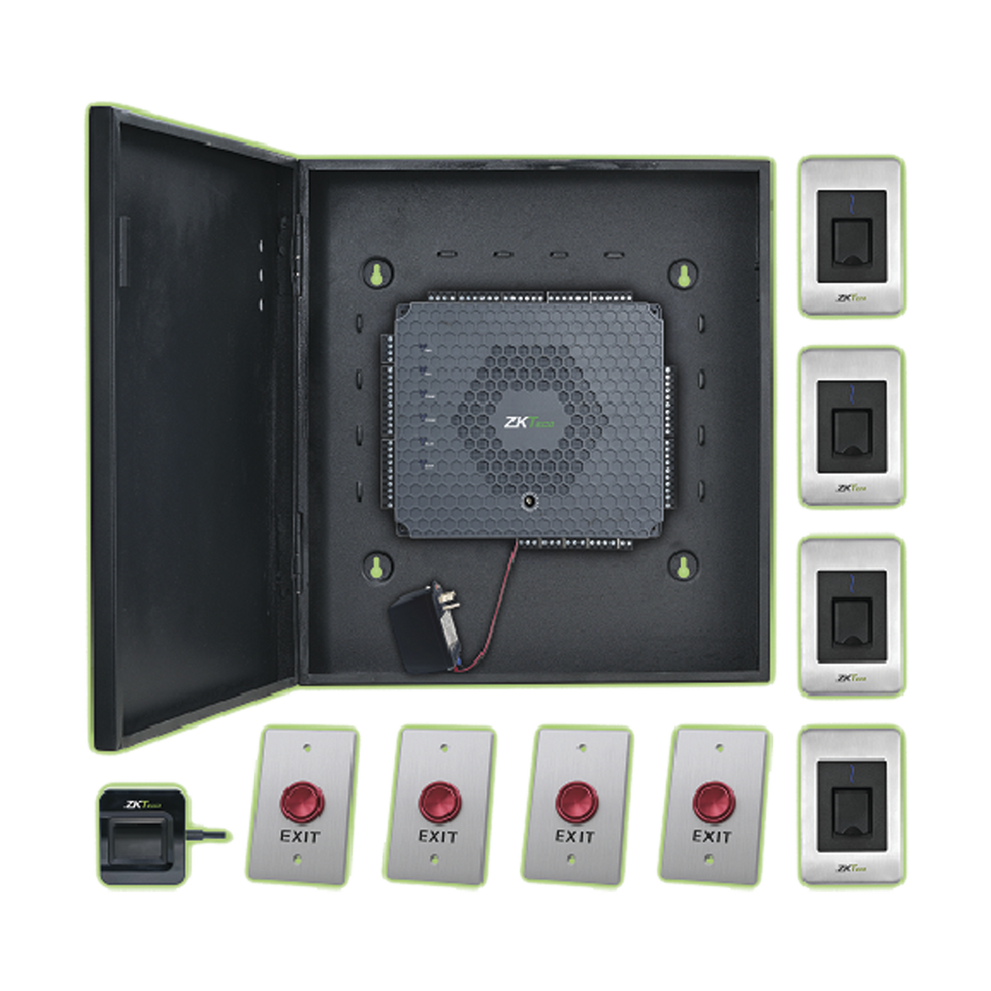 High Performance 4 Doors Biometric Access Control KIT / No Software required / 5,000 users / PoE