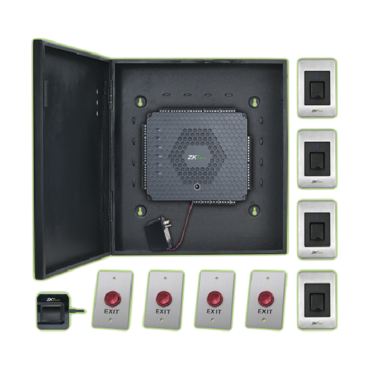 High Performance 4 Doors Biometric Access Control KIT / No Software required / 5,000 users / PoE