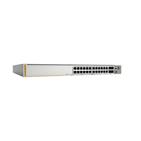 Advanced 4 x 10 G SFP+ ports, L3 Stackable Gigabit Edge Switch with 20x 10/100/1000-T PoE+ , up to 740 W and 2 fixed power supplies, 4x 100M/1G/2.5G/5G-T PoE+