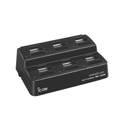 Reliable Icom Desktop Multi-Charger Unit. Charges 6 Ni-Cd or Ni-MH Battery Packs Simultaneously with Appropriate Charger Adapters