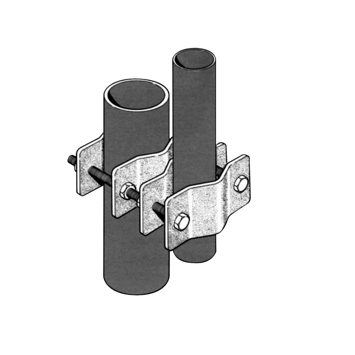 Reliable Set of Single Dual Clamp for 1.5" to 3.5" Diameter Pipes.