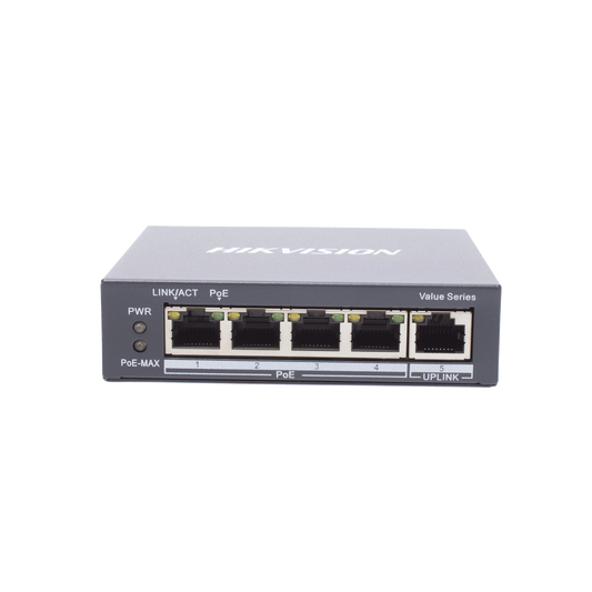 High Performance Gigabit PoE+ Switch / Unmanaged / 4 Ports 10/100/1000 Mbps PoE+ / 1 Uplink Port 10/100/1000 Mbps / 35W