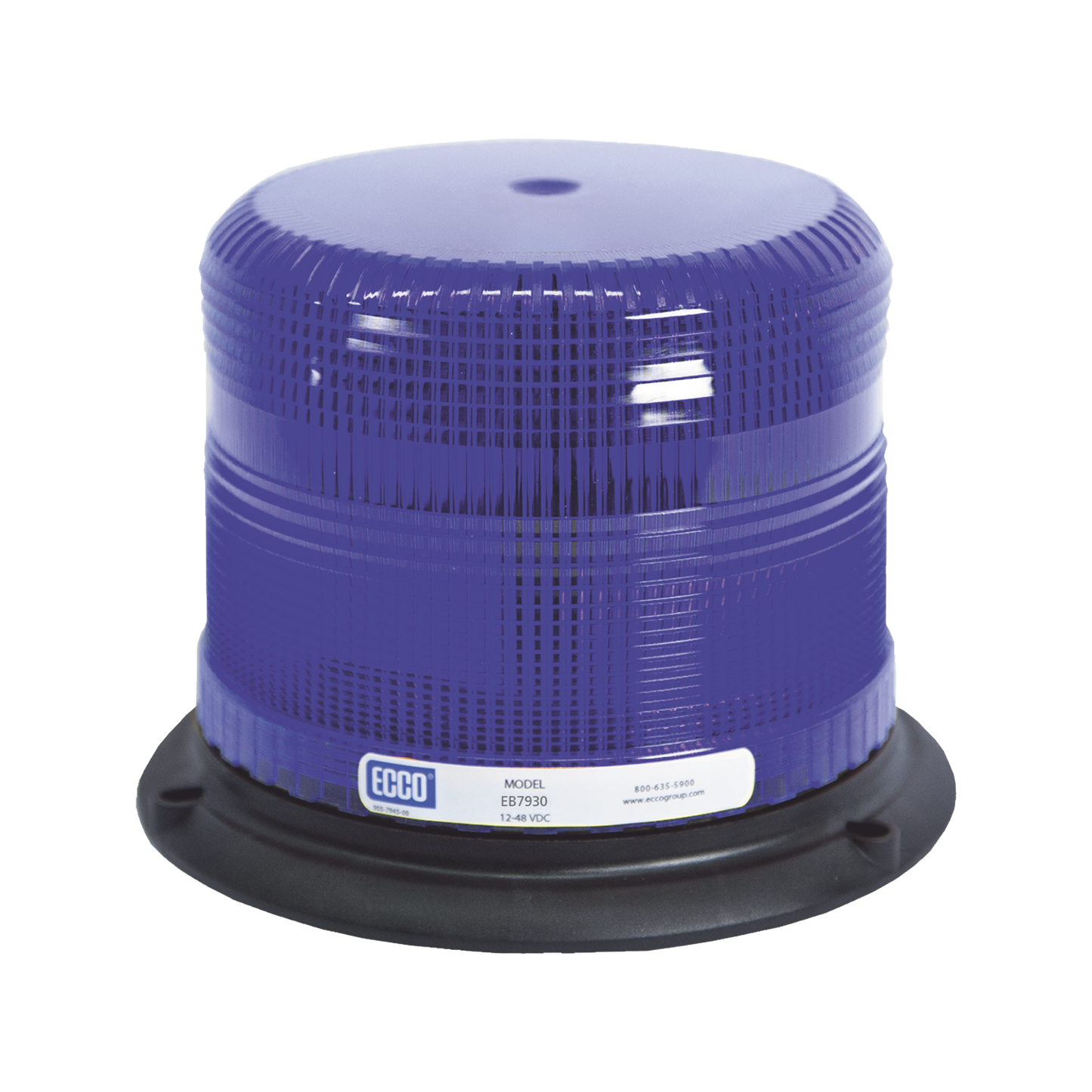 High Performance reinforced polypropylene base, epoxy filled, low profile, Led beacon pulse II, 12-48vdc, 11 flash patterns, blue