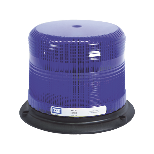 High Performance reinforced polypropylene base, epoxy filled, low profile, Led beacon pulse II, 12-48vdc, 11 flash patterns, blue