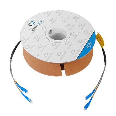 High Performance 164 ft (50 m) Drum of Fiber Optic Singlemode with SC-SC Duplex Connectors