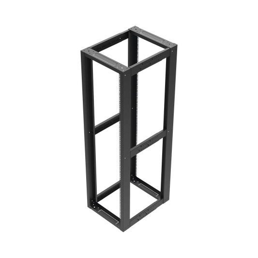 Reliable 19" 42U Professional 4-Post Open Frame Square Rack, Adjustable Depth