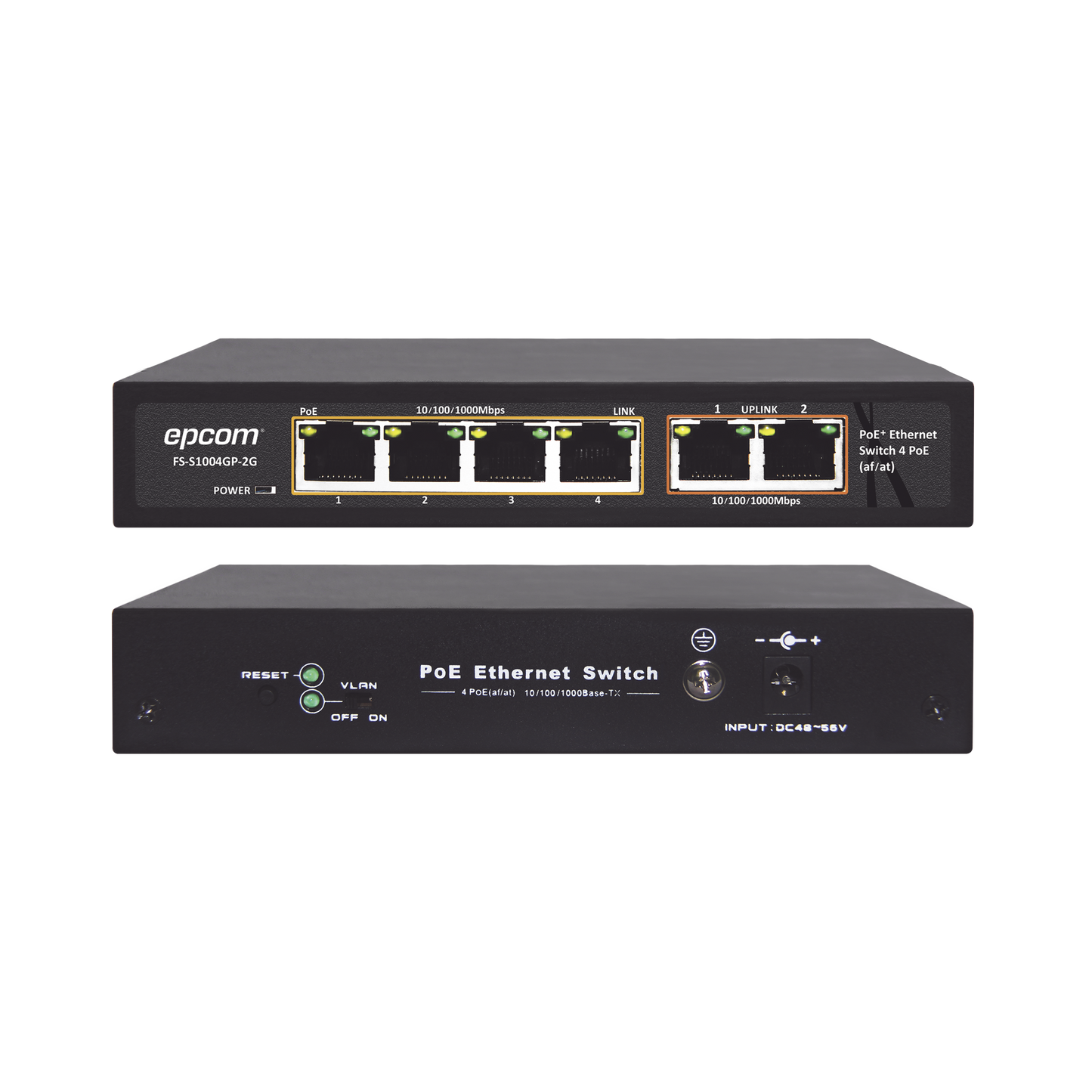 Affordable PoE Switch / 100 Meters PoE / 4 ports 802.3af / at (60 W) 10/100/1000 Mbps + 2 port uplink