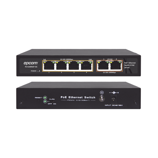 Affordable PoE Switch / 100 Meters PoE / 4 ports 802.3af / at (60 W) 10/100/1000 Mbps + 2 port uplink