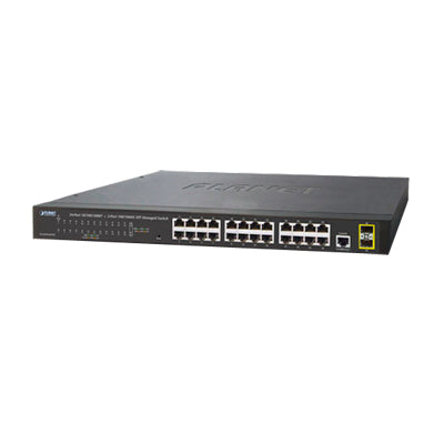 Reliable Features a Console Interface, 2 SFP 100/1000X Ports, 24-Port Gigabit 10/100/1000T Layer 2 Managed Switch