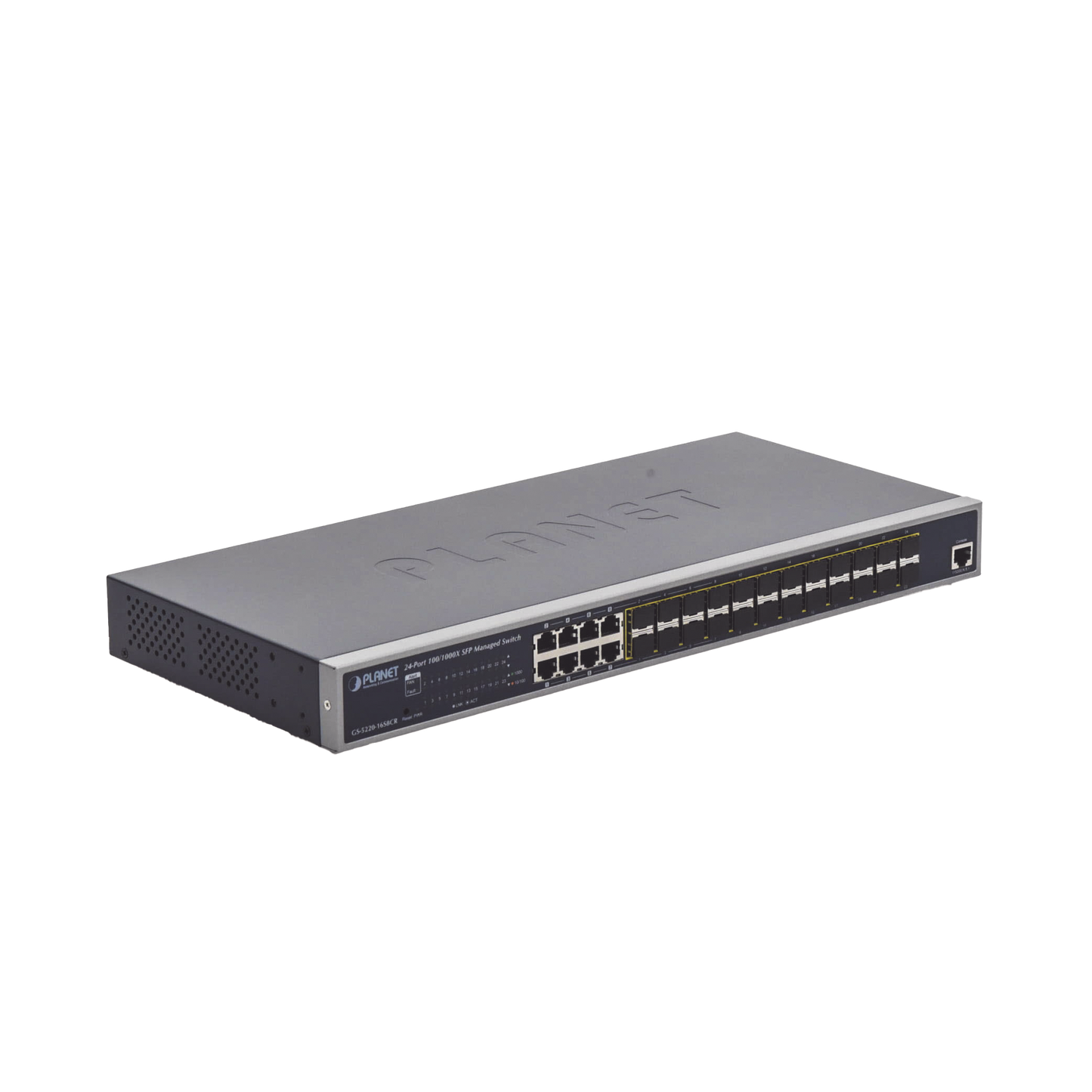 High Performance Layer 2 Managed Switch with Redundant Power Supply, 8 Gigabit RJ45 Combo Ports., 24 Gigabit 100 / 1000X SFP ports