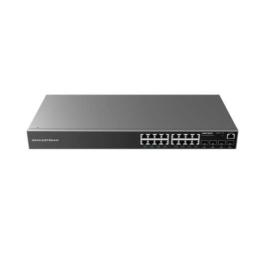 High Performance Managed Gigabit PoE+ Switch / 16 ports 10/100/1000 Mbps + 2 SFP Uplink Ports / Up to 240W / Compatible with GWN Cloud.