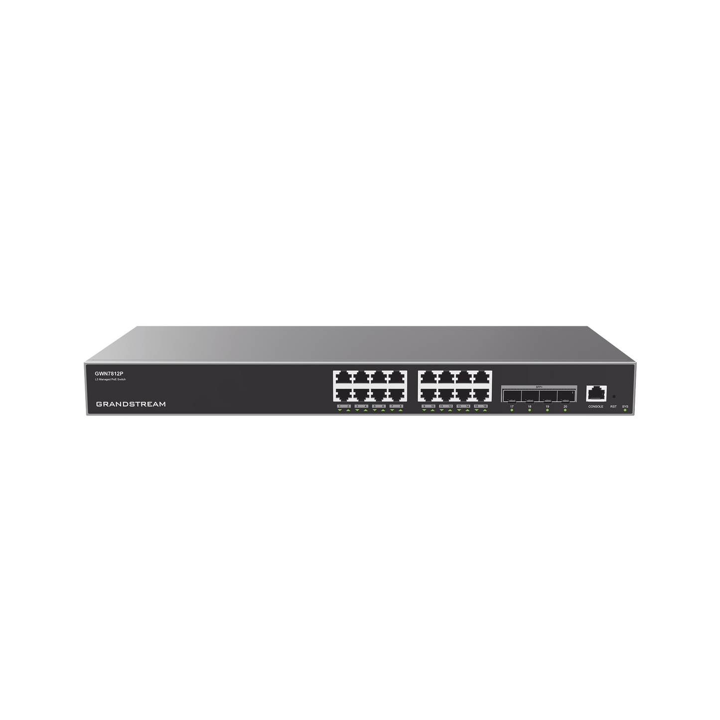 Advanced Managed Gigabit PoE+ Switch / 16 ports 10/100/1000 Mbps + 4 SFP Uplink Ports / Up to 240W / Compatible with GWN Cloud.