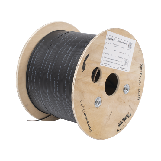 Advanced Dielectric, 1 Kilometer Drum Drop Fiber Cable, Black Jacket, 1 Core, Indoor/Outdoor G.657A2 single-mode of 1 wire (unifiber)