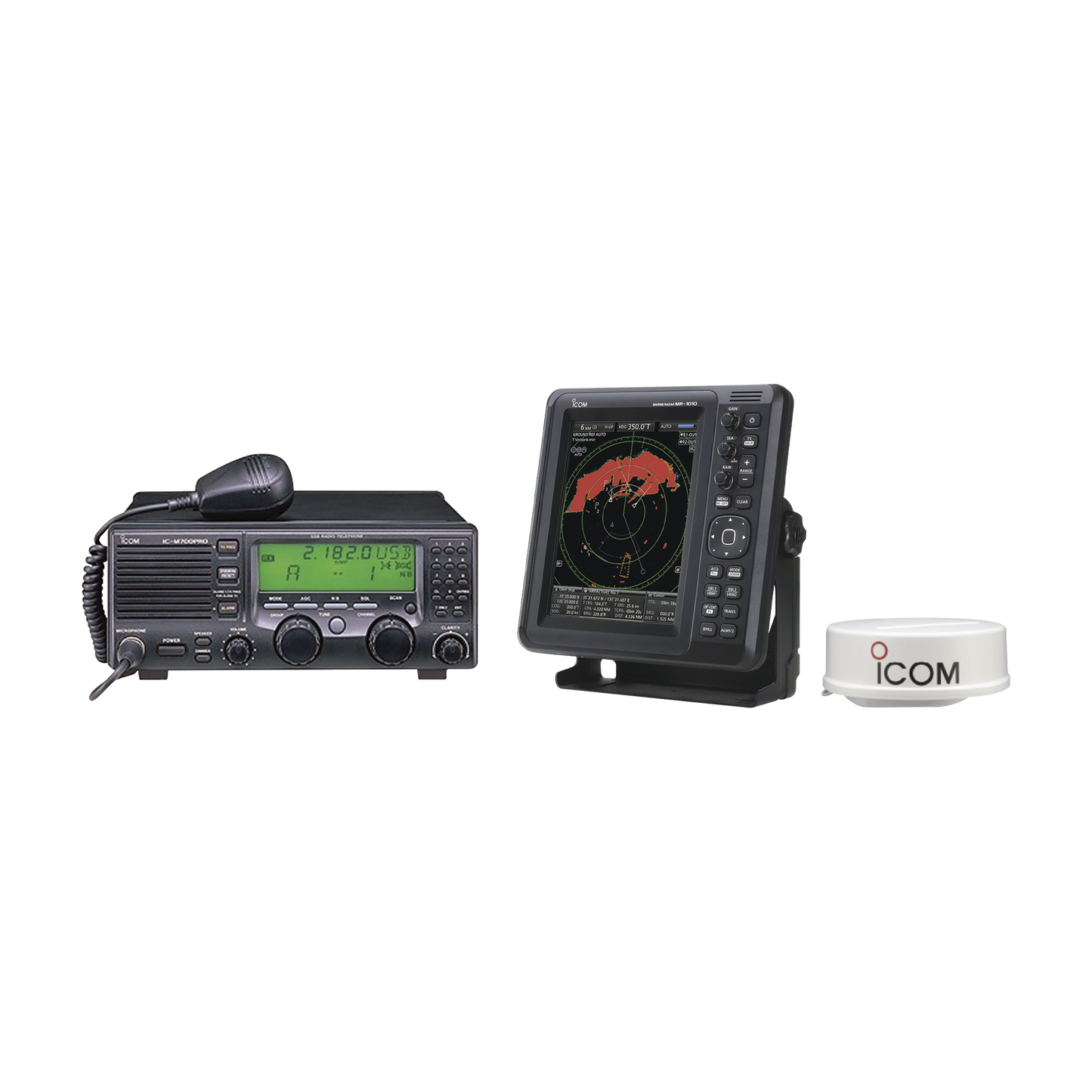 Top Quality kit of radio base HF ICM700pro and marine radar of 36NM with color display unit of 10.4-inch.