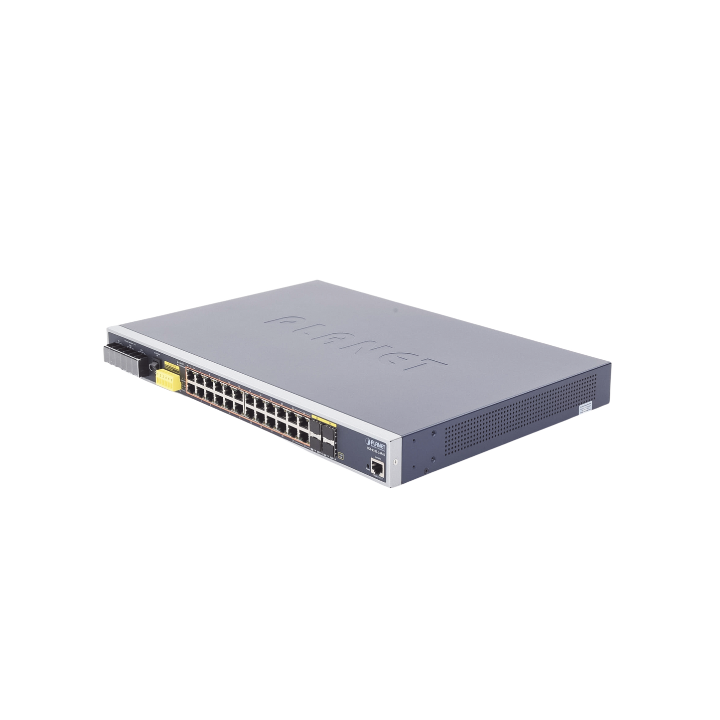 High Performance With 24 Gigabit 802.3af / at PoE Ports, 4 Shared 100 / 1000X SFP Ports, Withstands extreme temperatures of -40 ~ 75 ° C, Industrial PoE Layer 3 Switch