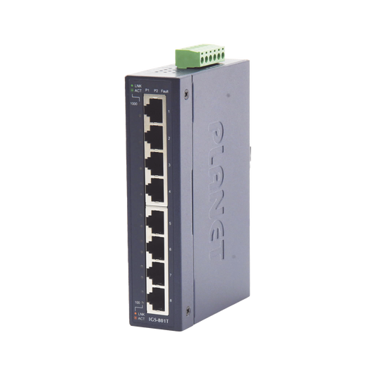 Affordable 8 Port Gibabit 10/100 / 1000T Industrial Switch, Designed for Wall and DIN Rail Mounting