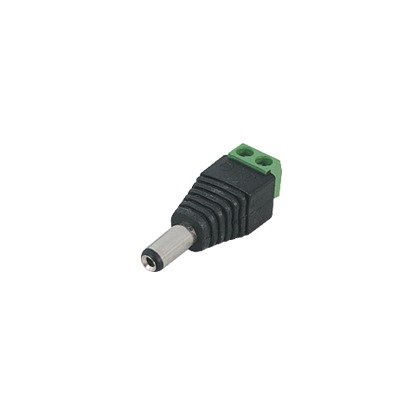 Reliable 12 Vdc Polarized 3.5 mm Plug Male Adapter / Screw Terminals / Polarized (+/-) / Ideal for Video Surveillance Cameras.