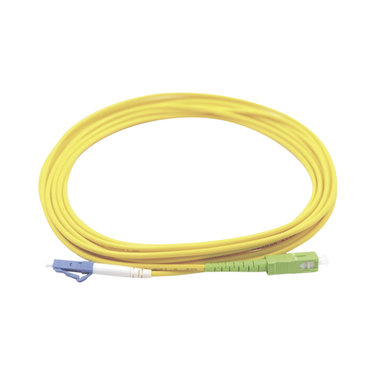 High Performance yellow 3 meters, Single Mode LC/UPC - SC/APC Simplex Fiber Optic Jumper