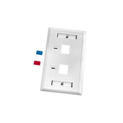 Affordable Face Plate, 2-Port Output with Space for Label - White