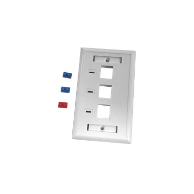 High Performance 3 Output Ports, Face Plate, with Space for Label - White