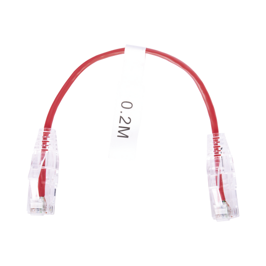 Top Quality Slim Patch Cord UTP Cat6 - 0.65 ft (20 cm) Red, Reduced Diameter (28 AWG)