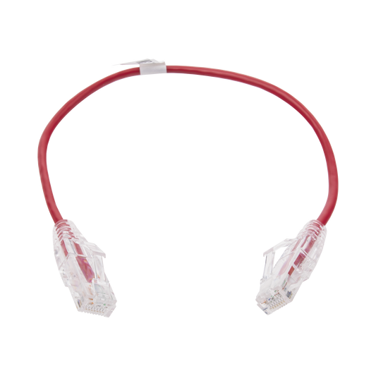 Reliable Reduced Diameter (28 AWG), Slim Patch Cord UTP Cat6 - 0.98 ft (30 cm) Red