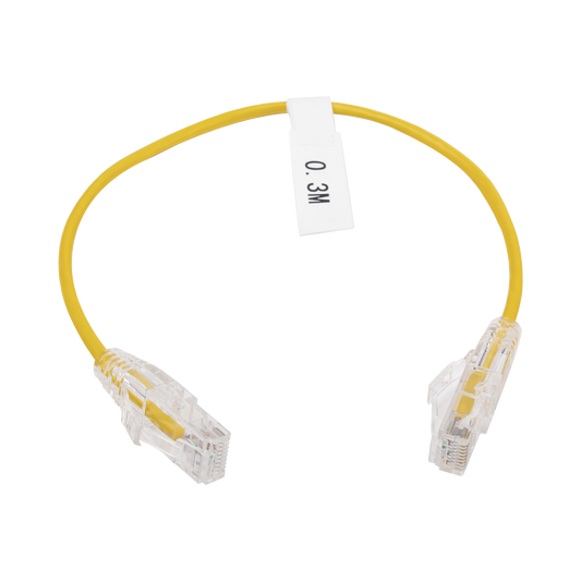 High Performance Reduced Diameter (28 AWG), Slim Patch Cord UTP Cat6  - 0.98 ft (30 cm) Yellow