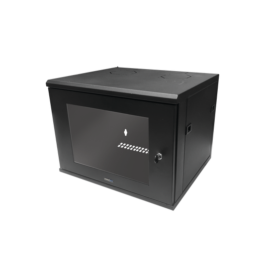 Best Fixed Body with 19in Rack, Wall-mount Cabinet with Glass Door, Black Color. Shipped fully assembled., 6U