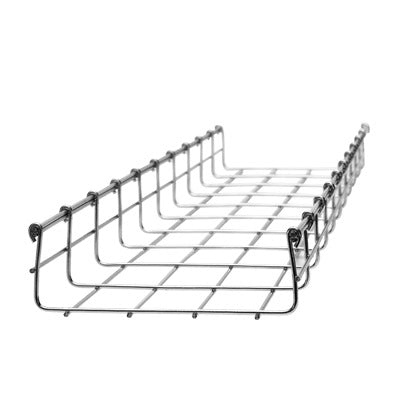 Reliable Wire Mesh Cable Tray, Section 9.84' ( 3m) , 2.59" / 5.9" (66/150 mm )Width, up to 157 Cat6 Cables, Electro Galvanized