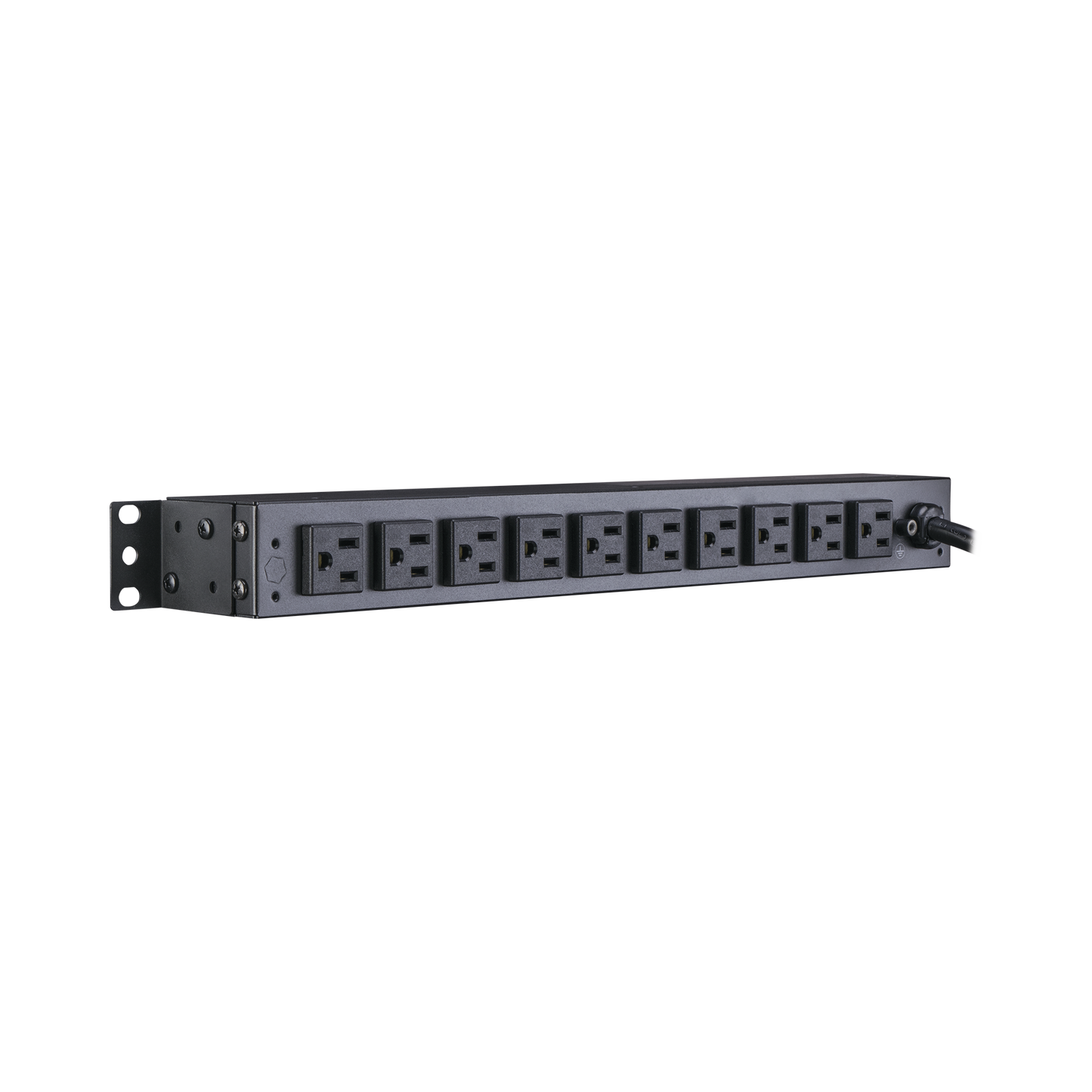 Top Quality PDU for Basic Power Distribution with 10 Rear NEMA 5-15R Outlets and 1U Rack Mount NEMA 5-15P Plug.