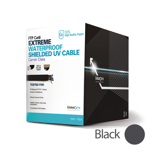 Reliable 500 ft Shielded Cat6, FTP 100% , Ideal for video surveillance and Data Networks, UL, Outdoor Applications