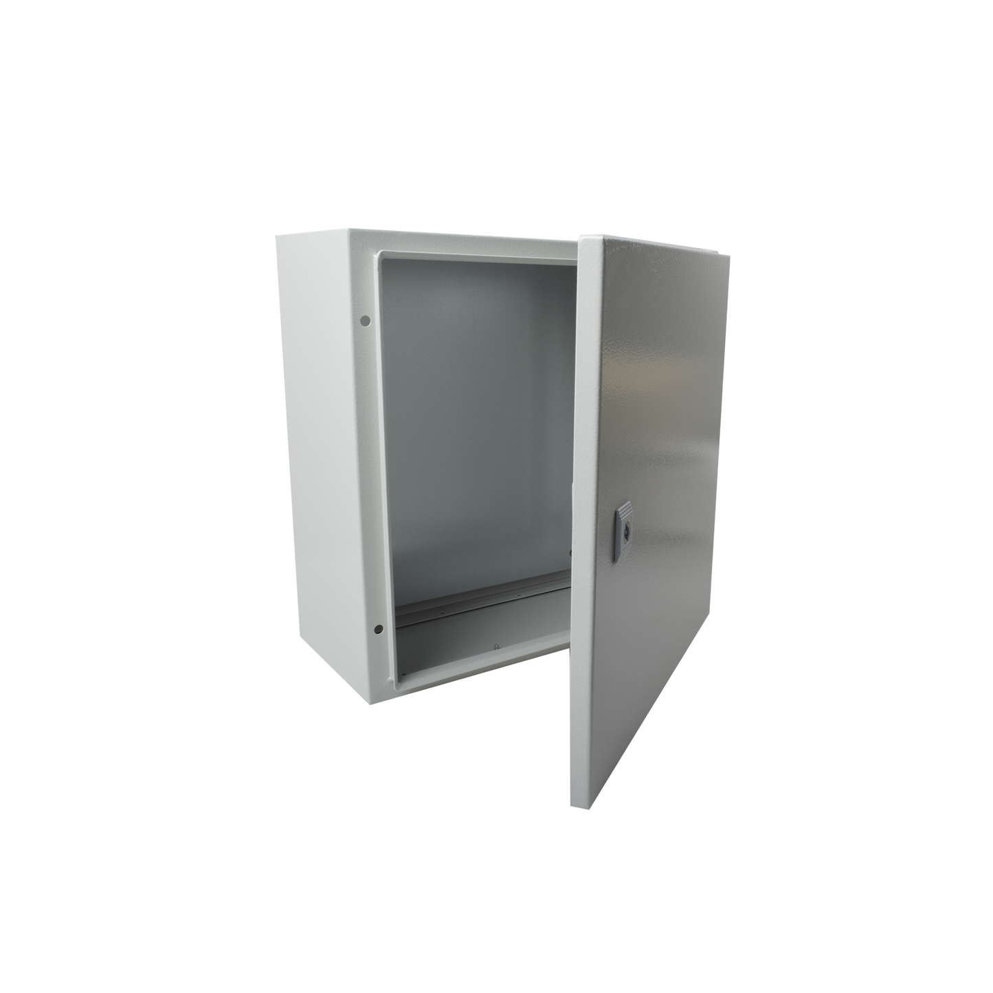 Reliable Single Door Wall Mount Enclosure (400 x 400 x 200 mm) and Metal Backplate for equipment assembly.