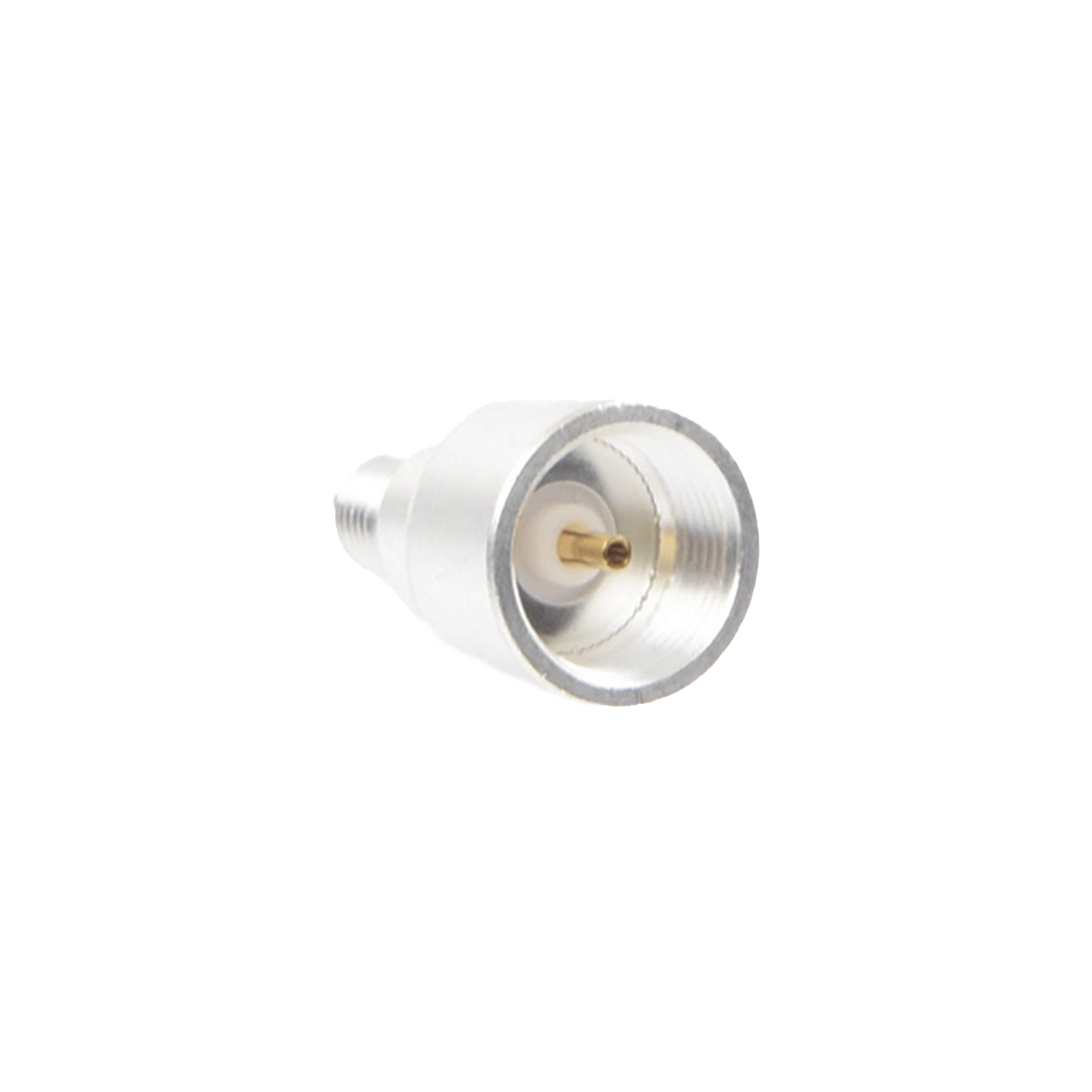 Reliable UNIDAPT Female Adaptor to Reverse Polarity SMA Female. Silver/ Gold / PTFE.