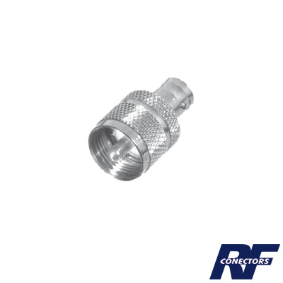 High Performance Nickel/ Silver/ Delrin., Straight 50 Ohm Adapter from BNC Female to UHF Male (PL-259) Connectors