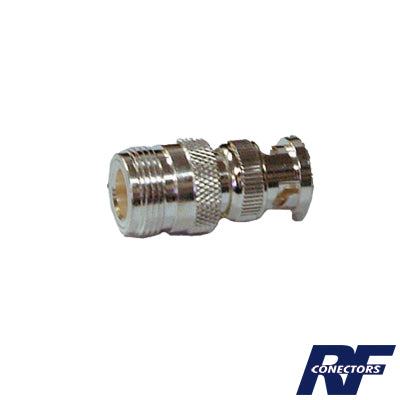 Top Quality from N Female Connector to BNC Male, 50 Ohm on Line Straight Adaptor, Silver / Gold /PTFE.