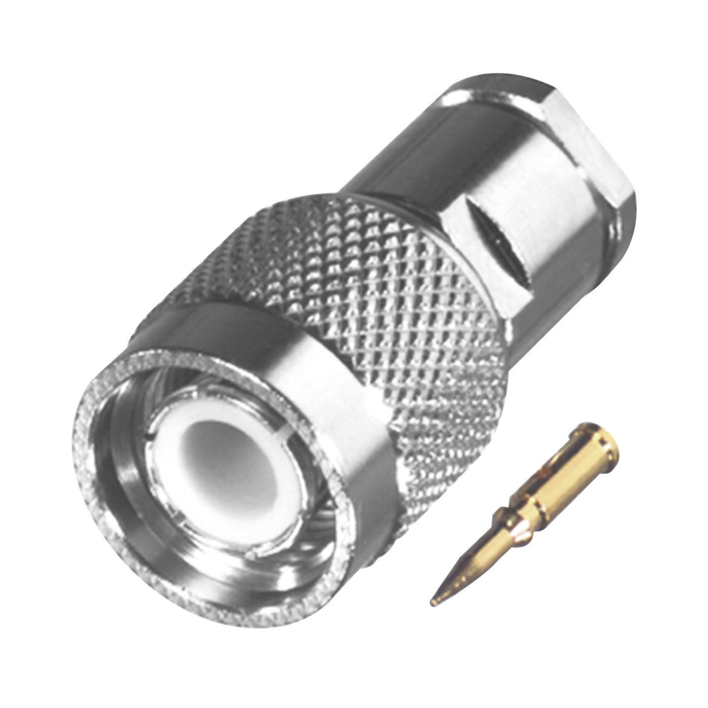 Advanced LMR-195, TNC Male Special Connector to Clamp RG-58/U, With No Hardware, Nickel // Delrin.