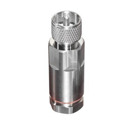 Advanced White Bronze/ Silver/ PTFE., UHF Male Connector (PL-259) by RF Industries for 1/2" HELIAX Cable LDF4-50A