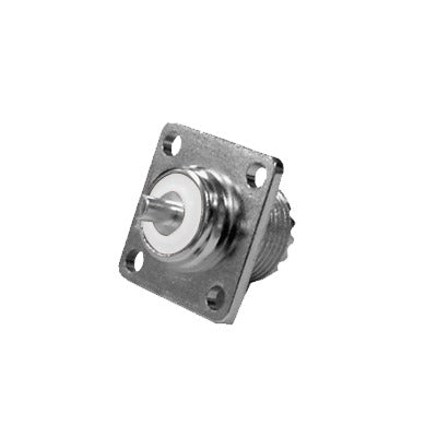 Top Quality Panel Mount With 4 Holes at 18 mm, UHF Female Connector (SO-239), Silver/ Gold/ Teflón.