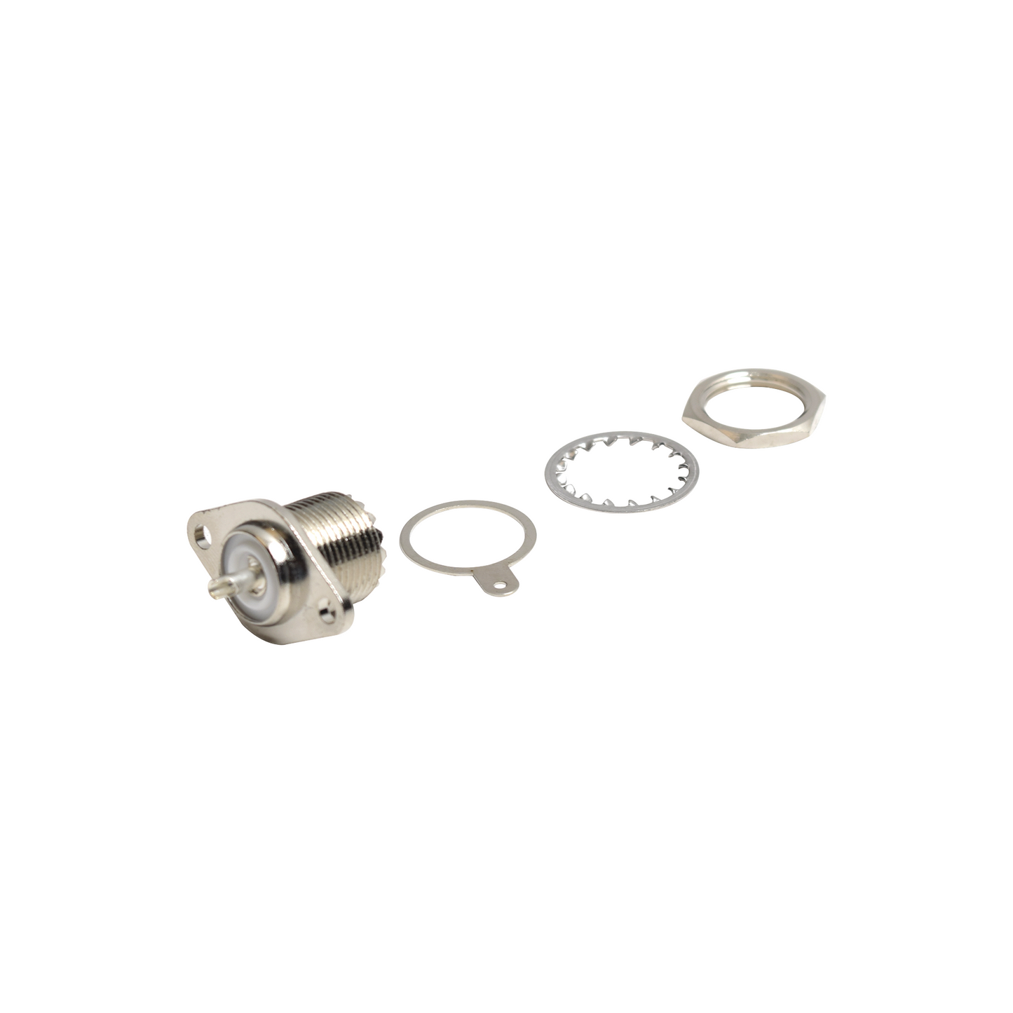 Affordable Nickel/ Silver/  PBT., UHF Female Connector (SO-239-2H) Two Hole Flange with Solder Cup