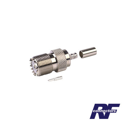 High Performance Nickel/ Silver/ Delrin., RG-142/U Cables, UHF Female Connector (SO-239) to Crimp on RG-58/U