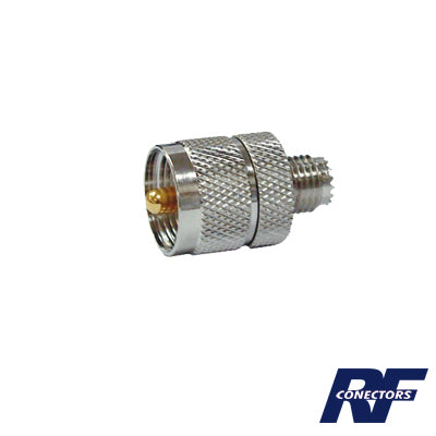 Top Quality Nickel/ Gold/ PTFE., Straight Adaptor from Mini UHF Female to UHF Male (PL-259)