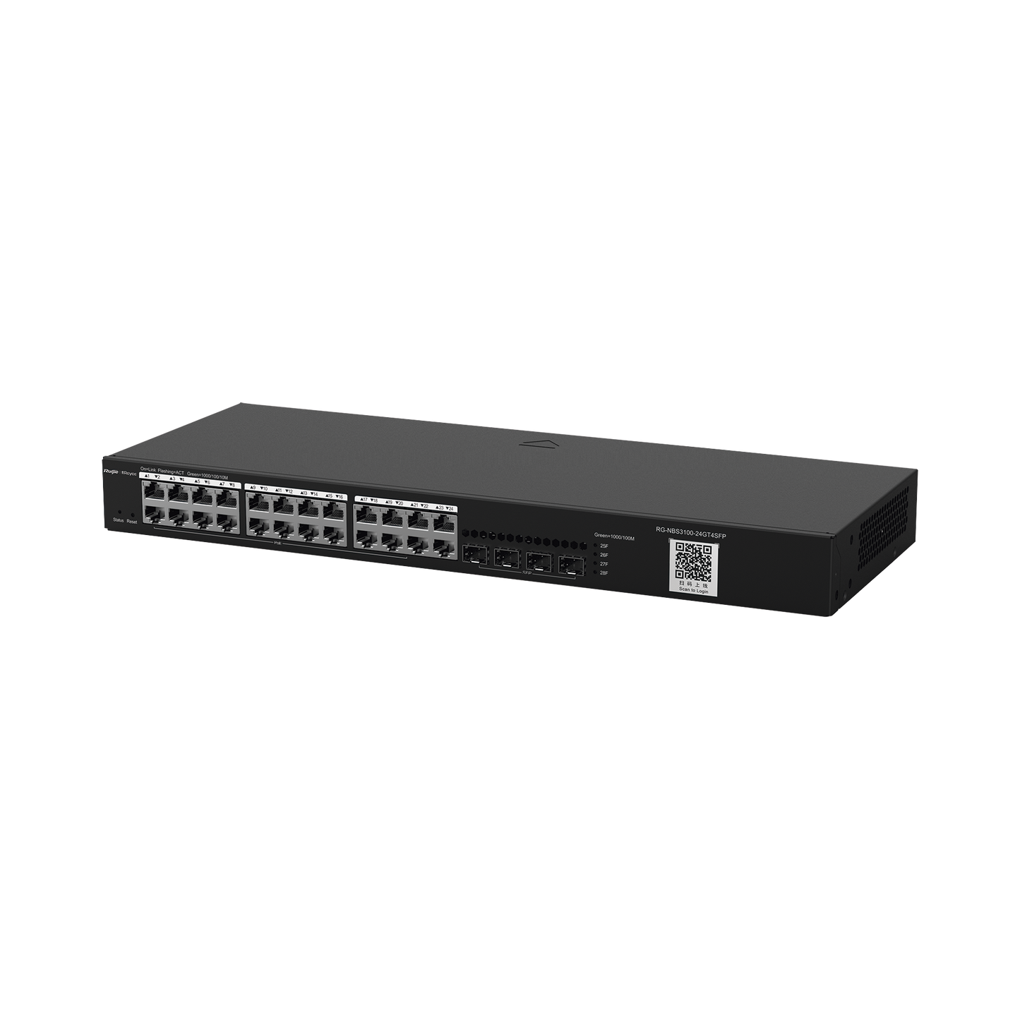 Advanced 24 Gigabit Ports, 28-Port Gigabit Layer 2 Cloud Managed Non-PoE Switch, 4 SFP Uplink, RG-NBS3100-24GT4SFP