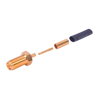 Advanced SMA Female Connector to Crimp on RG-174/U, BELDEN 8216 Cables, Gold/ Gold/ PTFE.