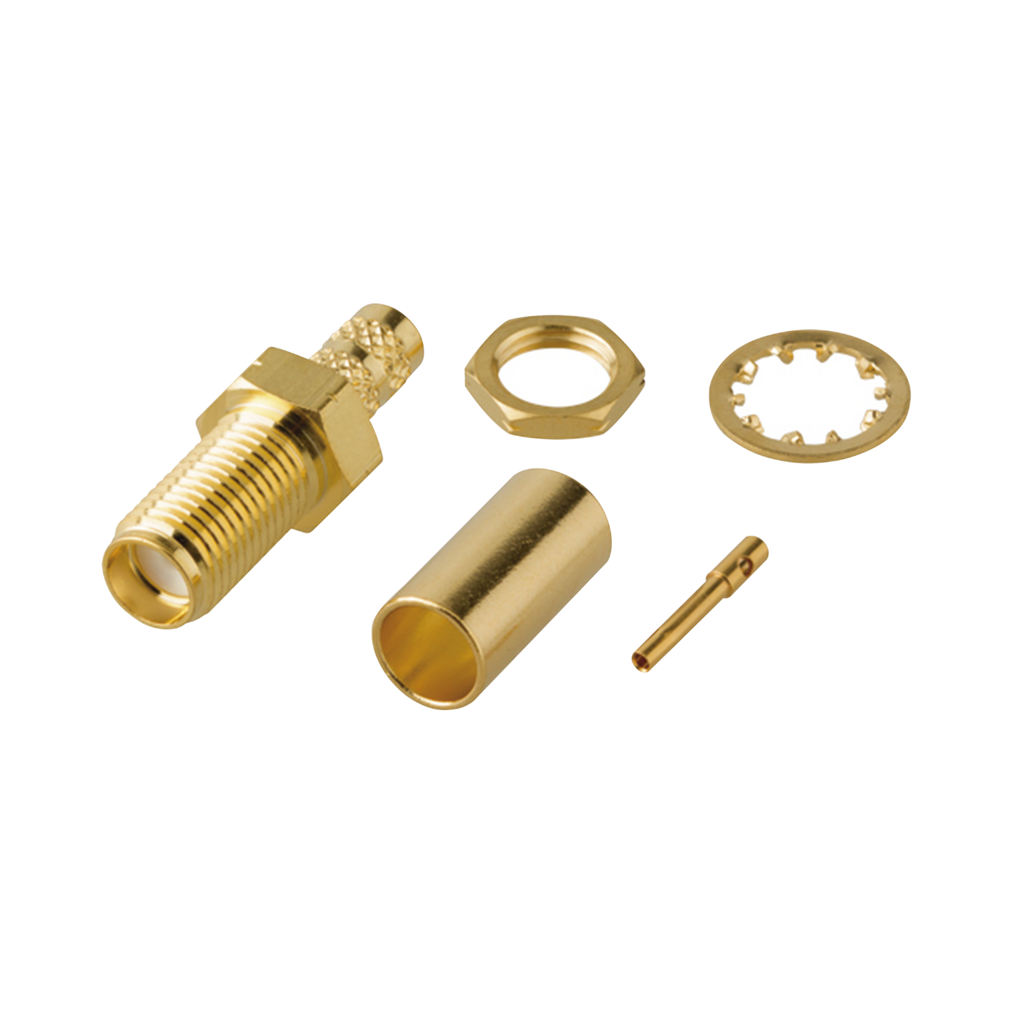 Reliable Gold/ Gold/ PTFE., Bulkhead SMA Female Connector Reverse Thread to Crimp on Cable LMR-195 and Group C