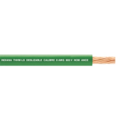 High Performance soft copper conductor or wiring. PVC insulation, flame retardant., 8 AWG green color wire